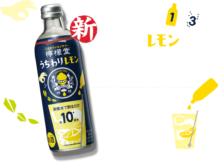 新 うちわりレモン アルコール度数25% レモン果汁1% 希釈割合1:3(推奨) 300ml 追い塩、追いレモン。アレンジしてもおいしい。 たのしい。